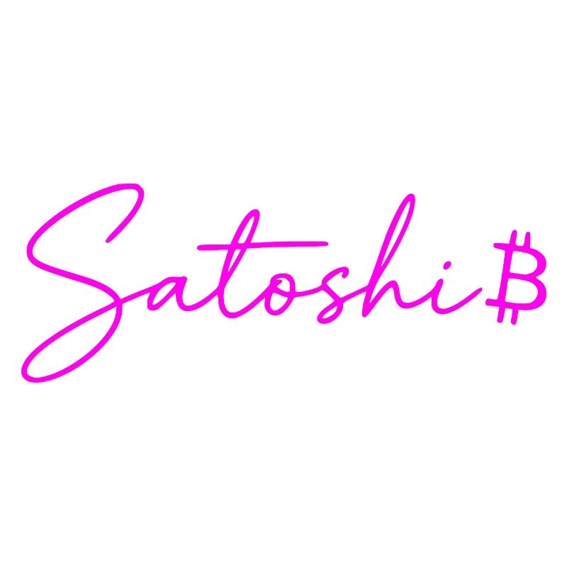 Satoshi Neon Lettering Bitcoin Script Pink