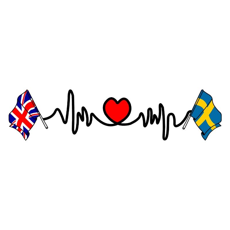 Cardio heart Drapeau Angleterre, drapeau Suède