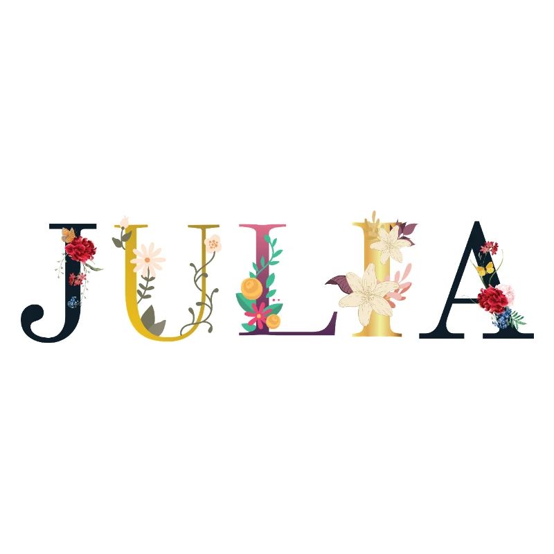 Le nom de JULIA est décoré de fleurs