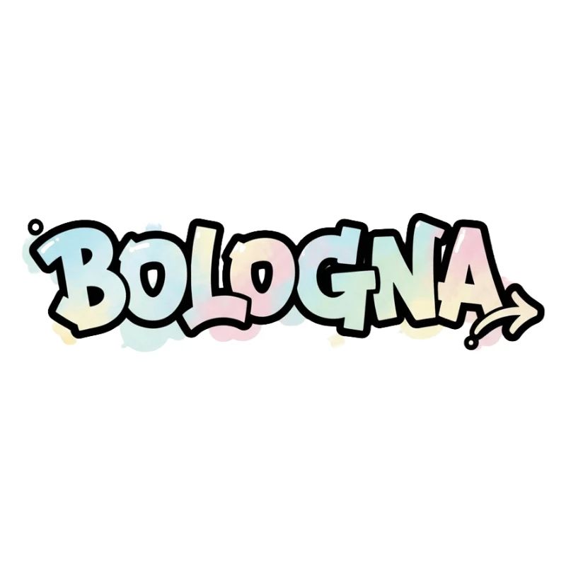 Lettrage graffiti BologneA sur la flèche