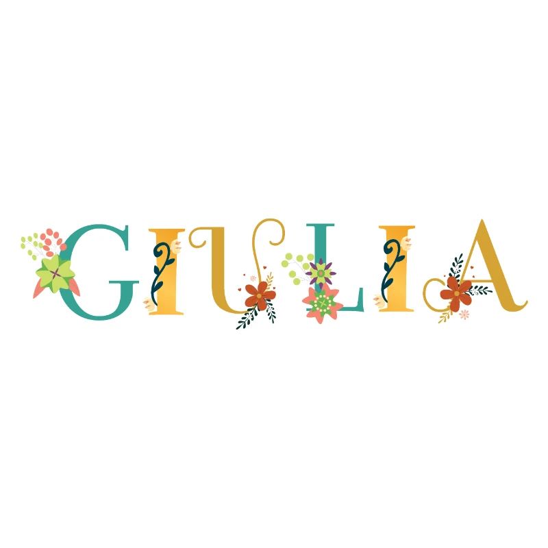 Art du nom GIULIA avec des fleurs brodées