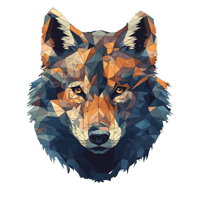 Geometric Wolf Head in Triangle Look