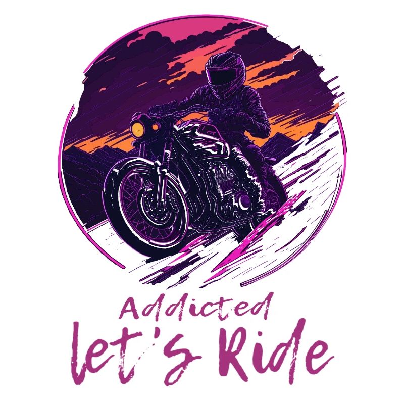 Synthwave Biker Retrowave Sunset Motocycliste
