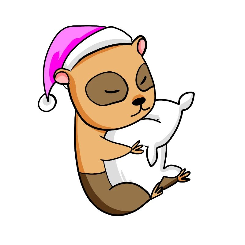 Guinea pig with pillow and sleeping cap