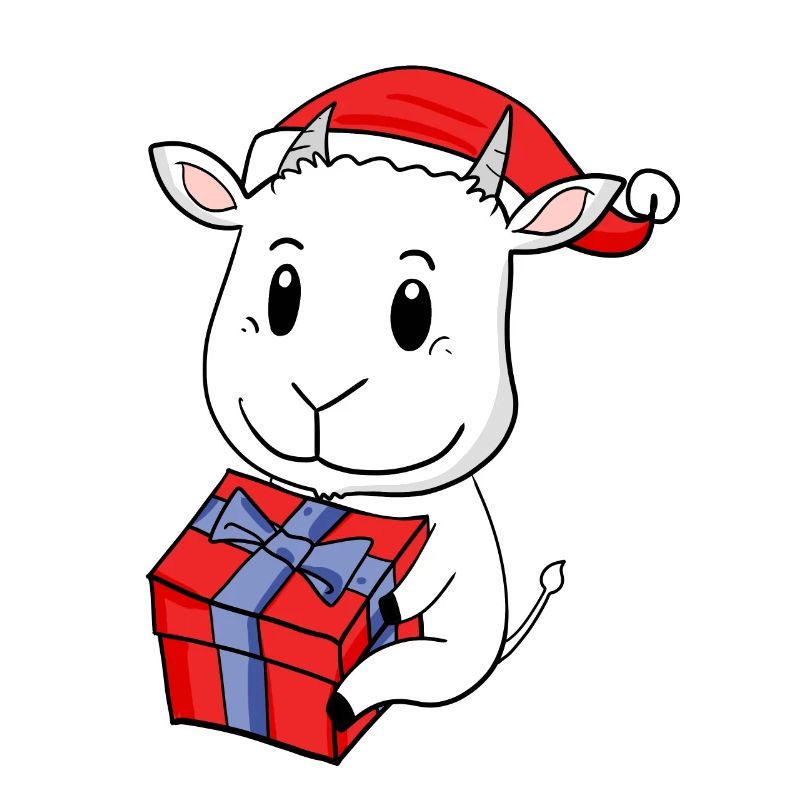 Bébé Chèvre de Noël avec cadeau