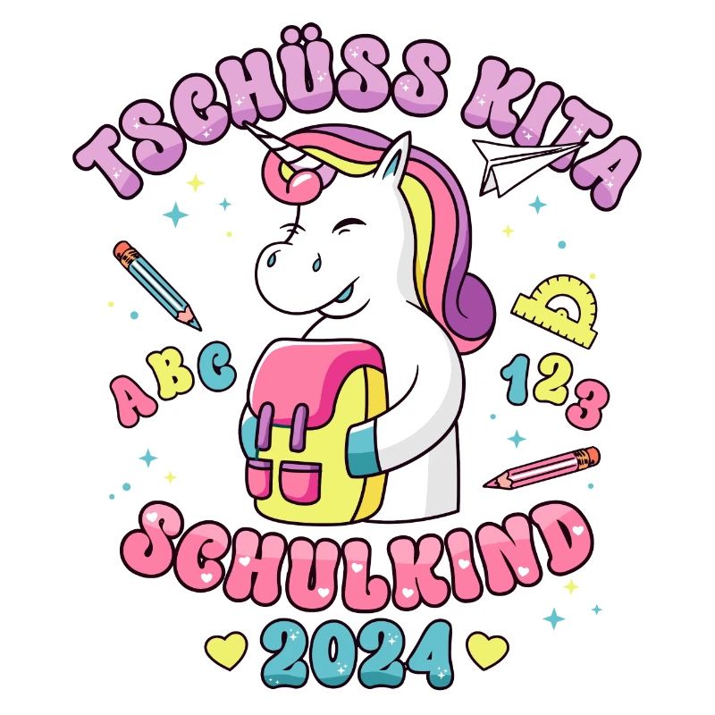 Schulkind 2024 Einschulung Mädchen Einhorn