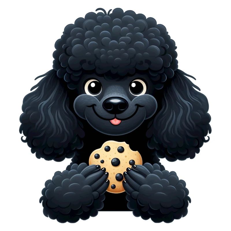 Caniche noir avec Biscuit Design mignon