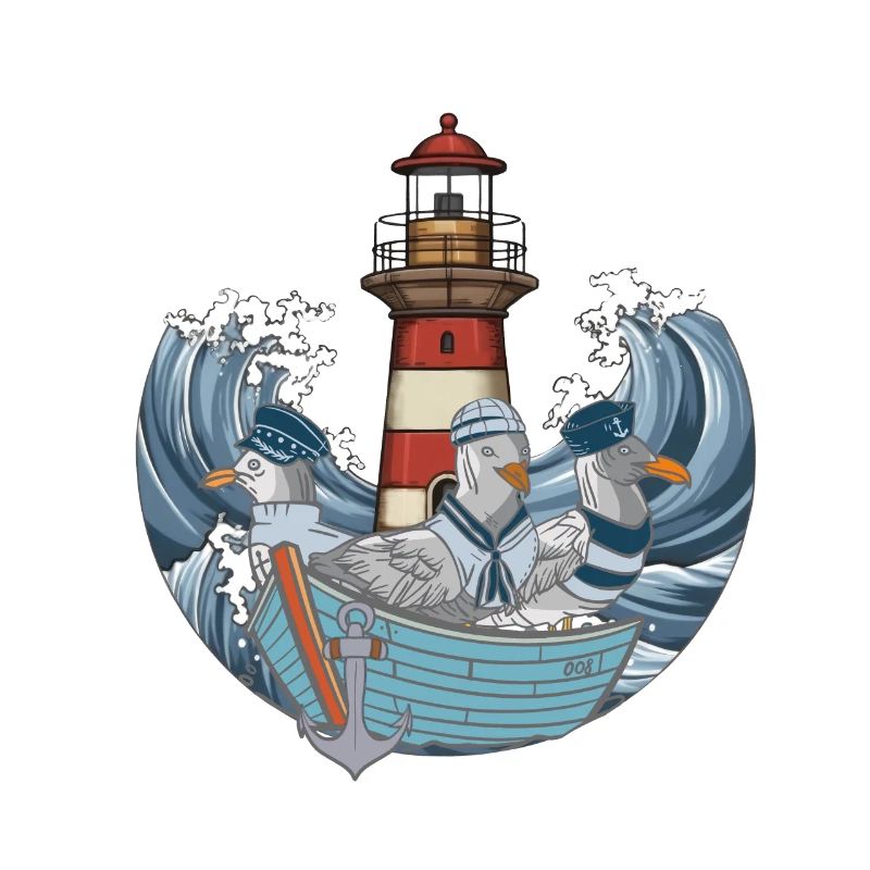 Mouettes Bateau Navigation Phare Vagues Mer