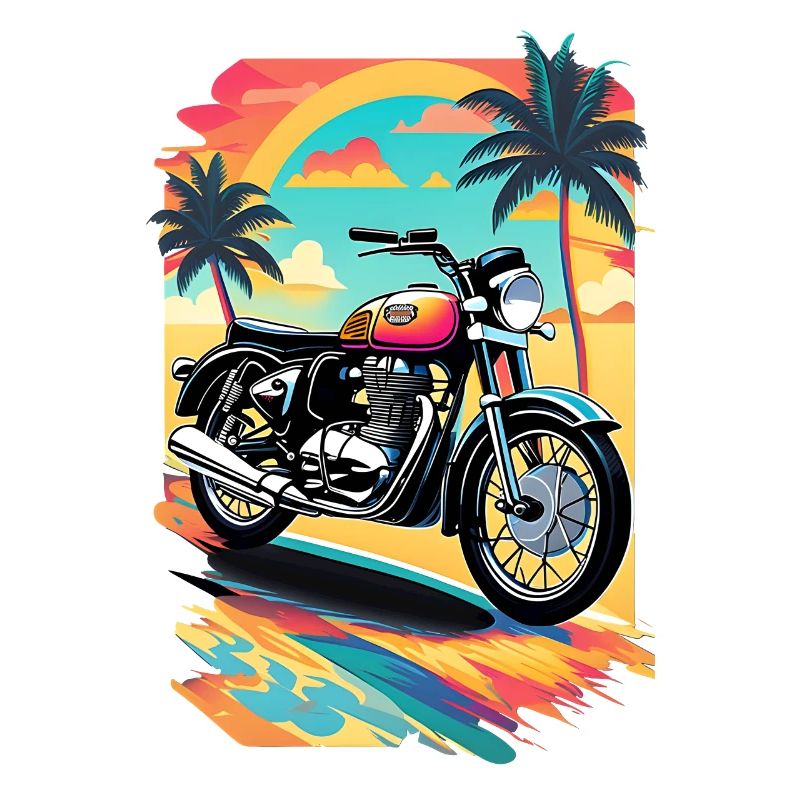 Retro-Motorrad an einem tropischen Strand