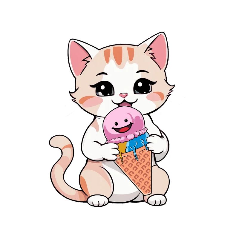 Katze Katzen Eis Eiskrem Eiscrem Kinder Kind