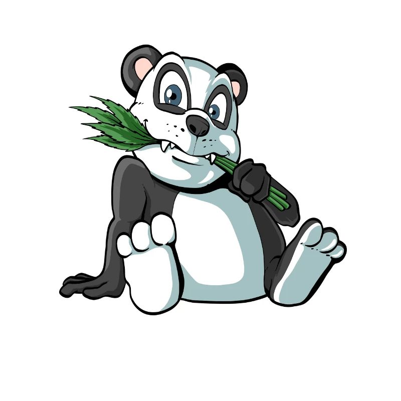 Cute panda bear with bamboo