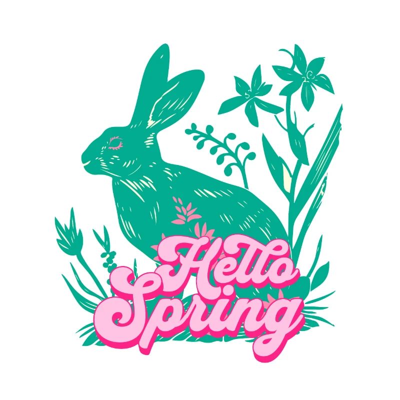 Hello Spring Rabbit with Flowers