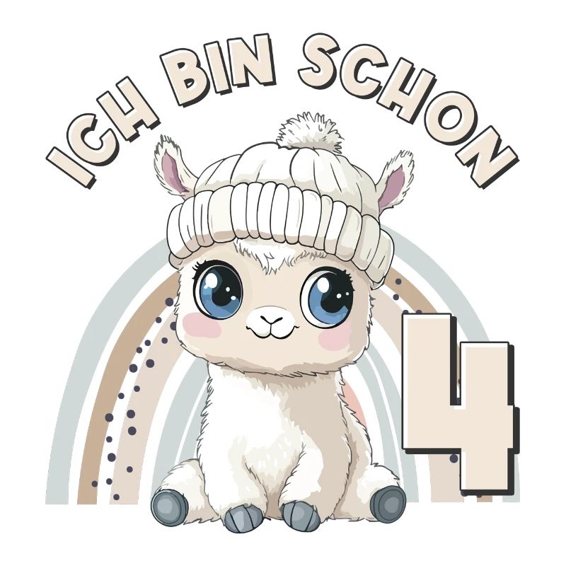 4th Birthday Alpaca Llama Rainbow Cute Cute