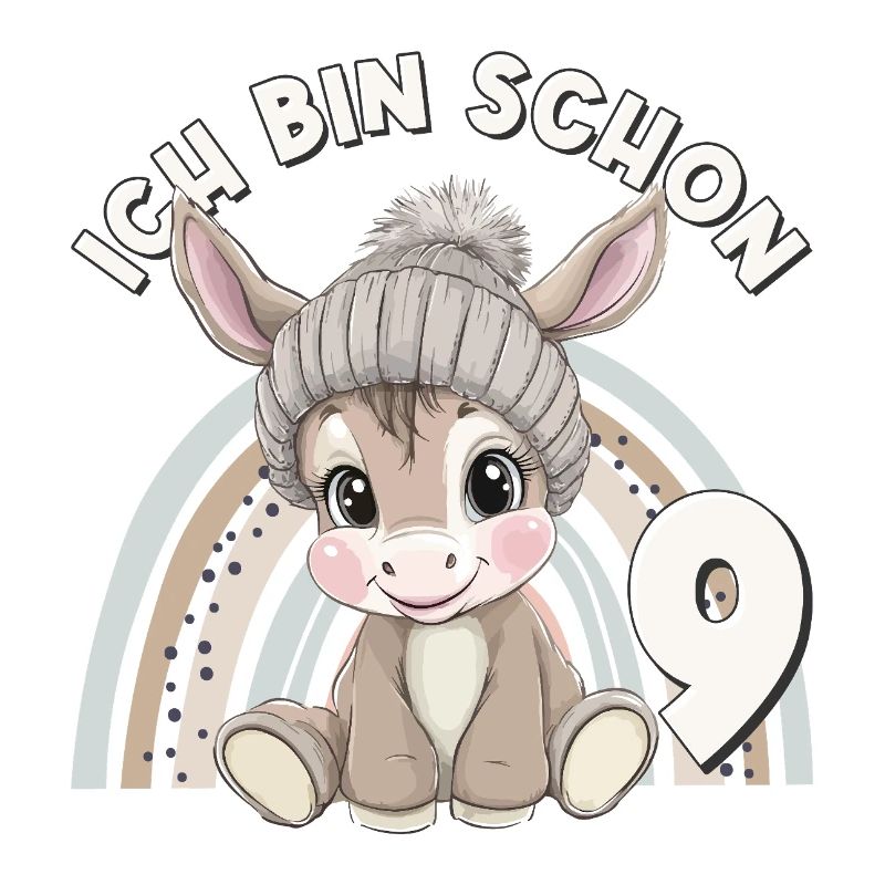 9. Geburtstag Esel Regenbogen Süß Niedlich