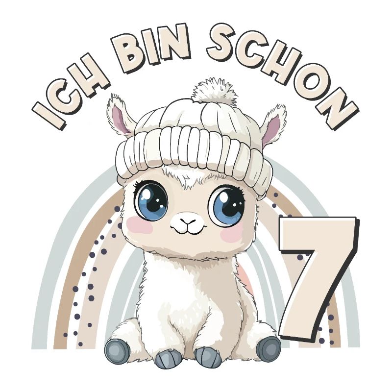 7th Birthday Alpaca Llama Rainbow Cute Cute