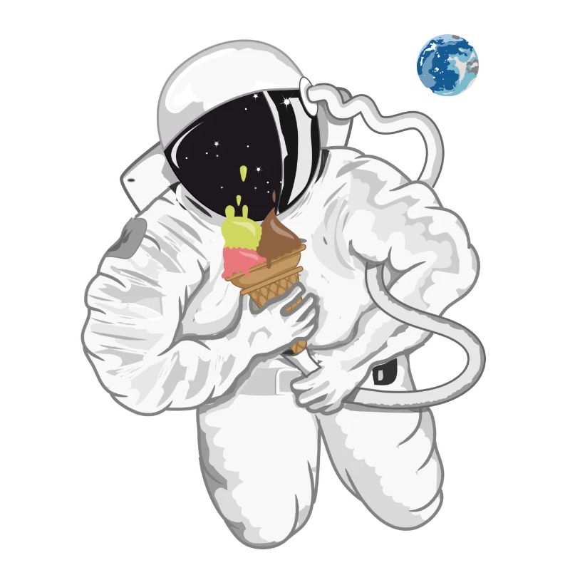 Un astronaute avec un cornet de crème glacée
