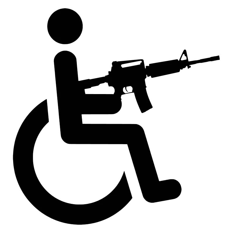 Rollstuhlfahrer mit Waffe #