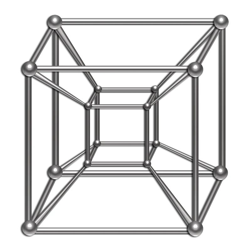 Tesseract, 4D Hypercube, digital silber, Symbol