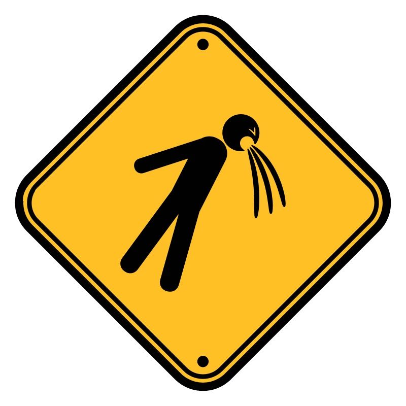 shield caution note vomit vomit