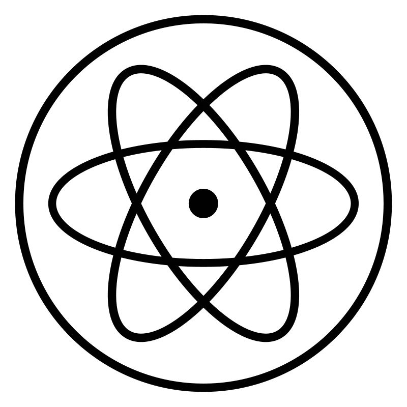 atom symbol researcher science laboratory circle logo