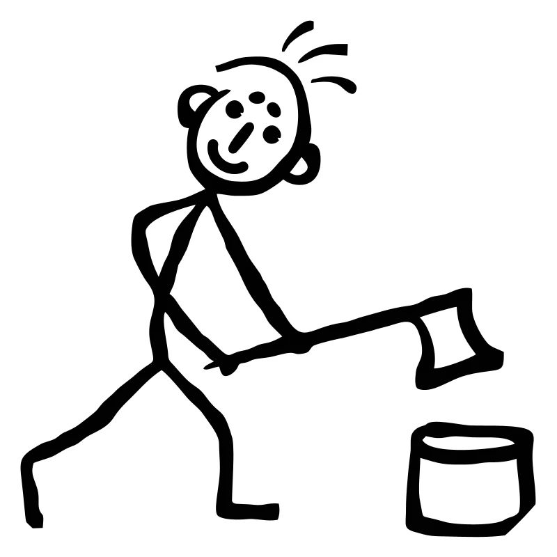 Strichmännchen hackt Holz