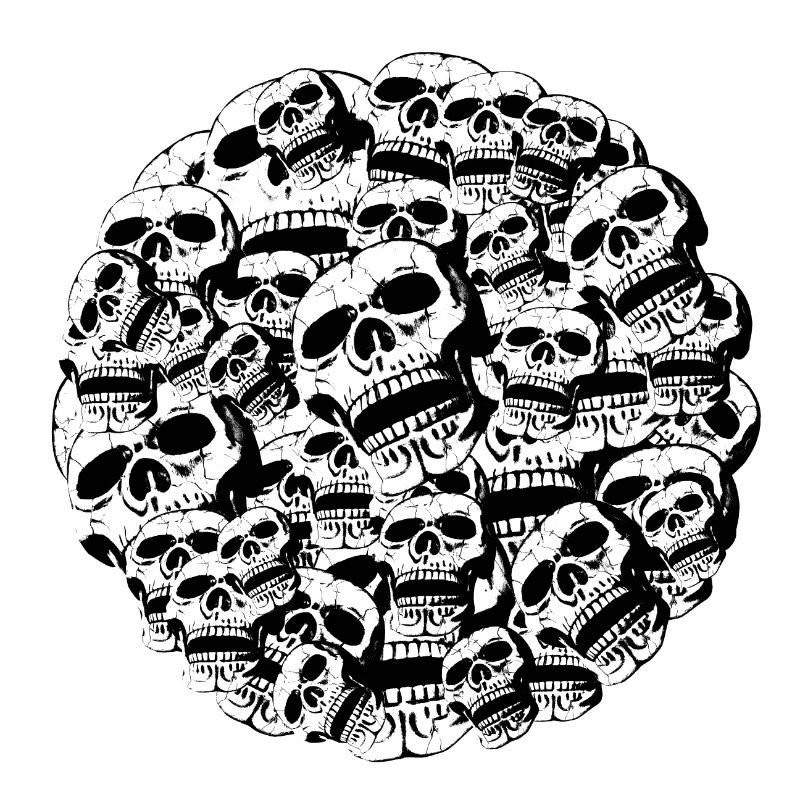 skulls in a round frame