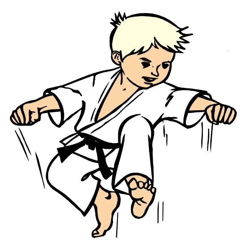 Karatekind oder Judokind mit schwarzem Gürtel