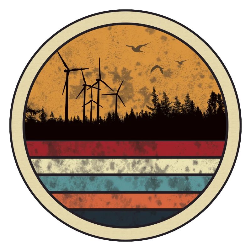 Wind farm at sunset - renewable energy