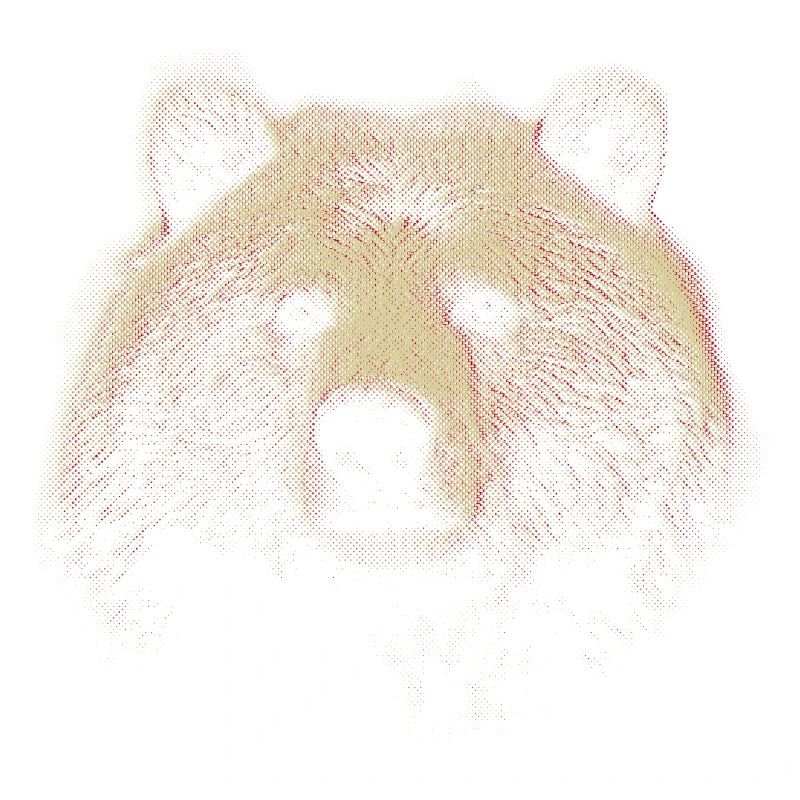 Red Halftone Bear Head