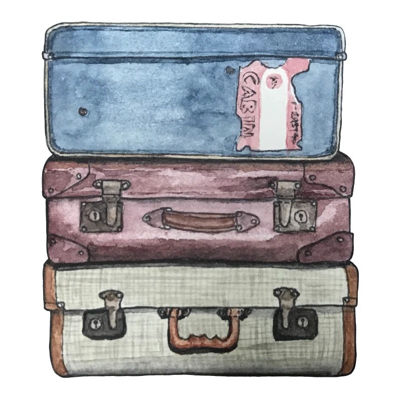 Suitcase stack with 3 old suitcases