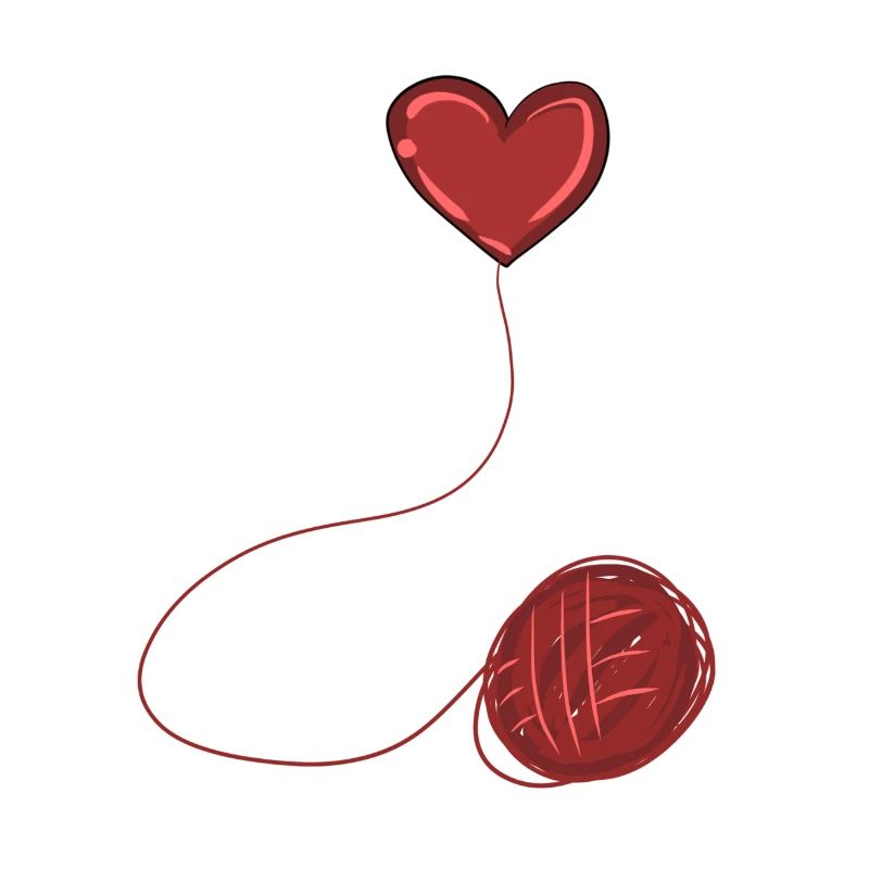 heart red symbol wool thread line