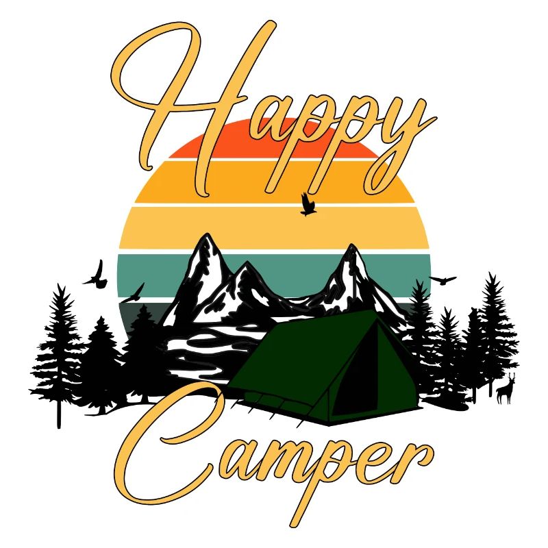 Happy Camper Tent Retro sunset