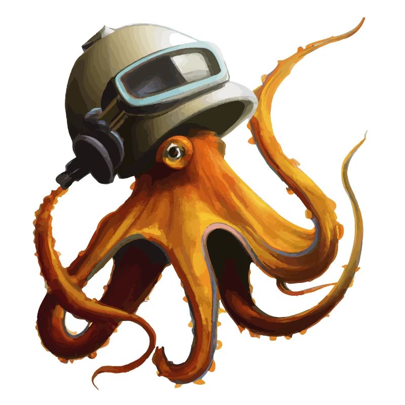 Octopus octopus with helmet Gift idea