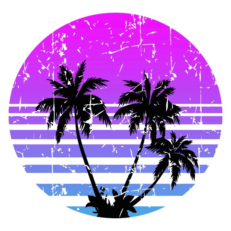 palm trees retro sun