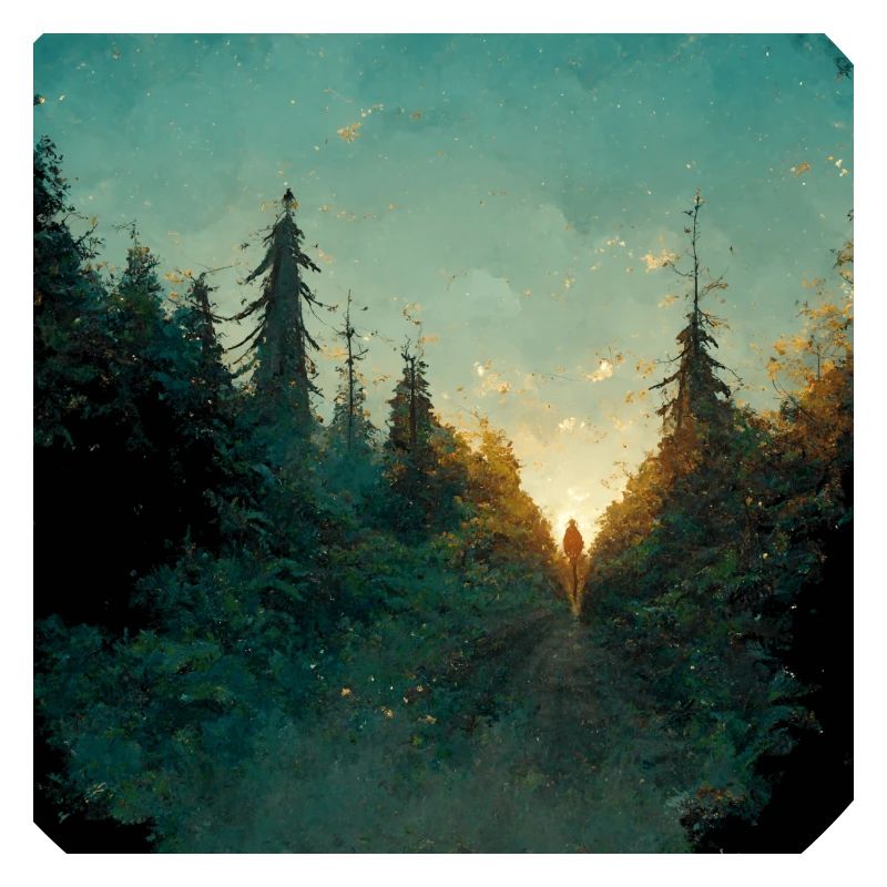 Coucher de soleil dans la forêt