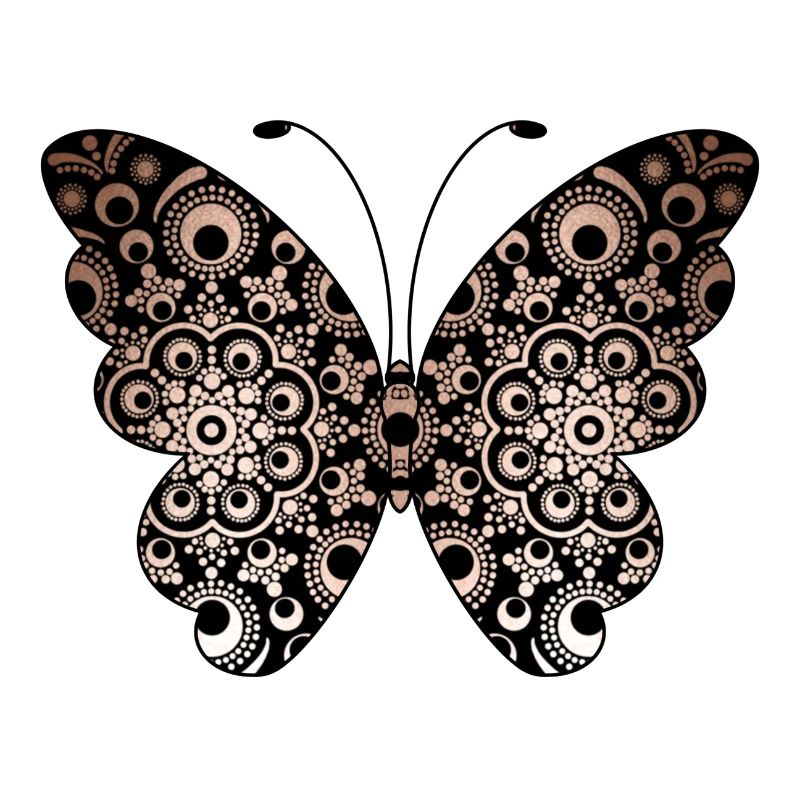 Conception de mandala papillon doré