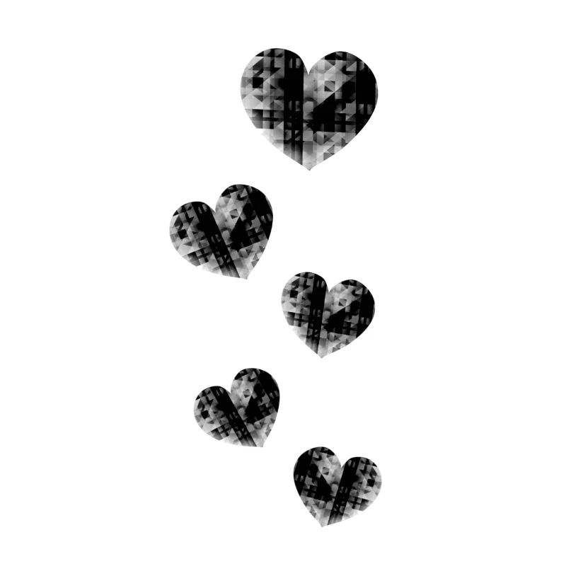 five grey hearts pattern