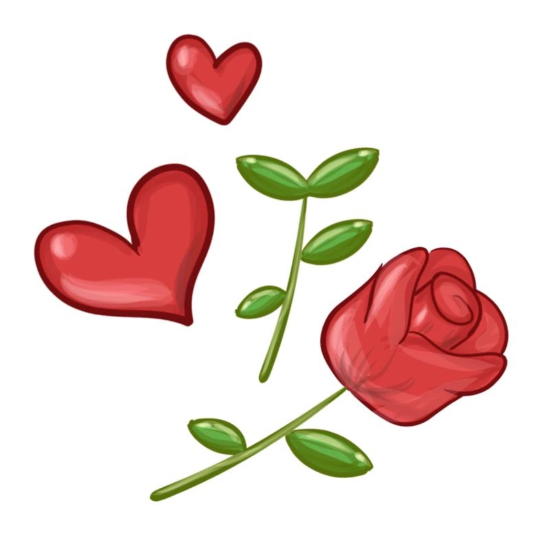 zwei herzen rot blume pflanze symbol