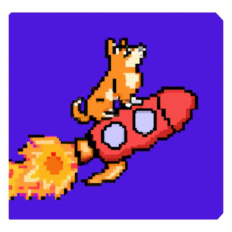 Pixel Hund auf Rakete Pixel Art