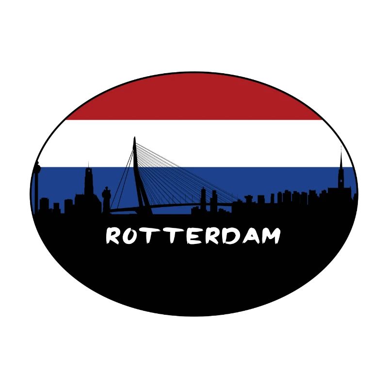 Rotterdam Pays-Bas Drapeau Skyline Silhouette Trav