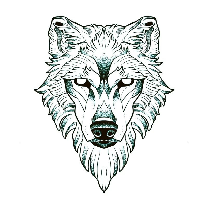 Symmetrical wolf dotwork