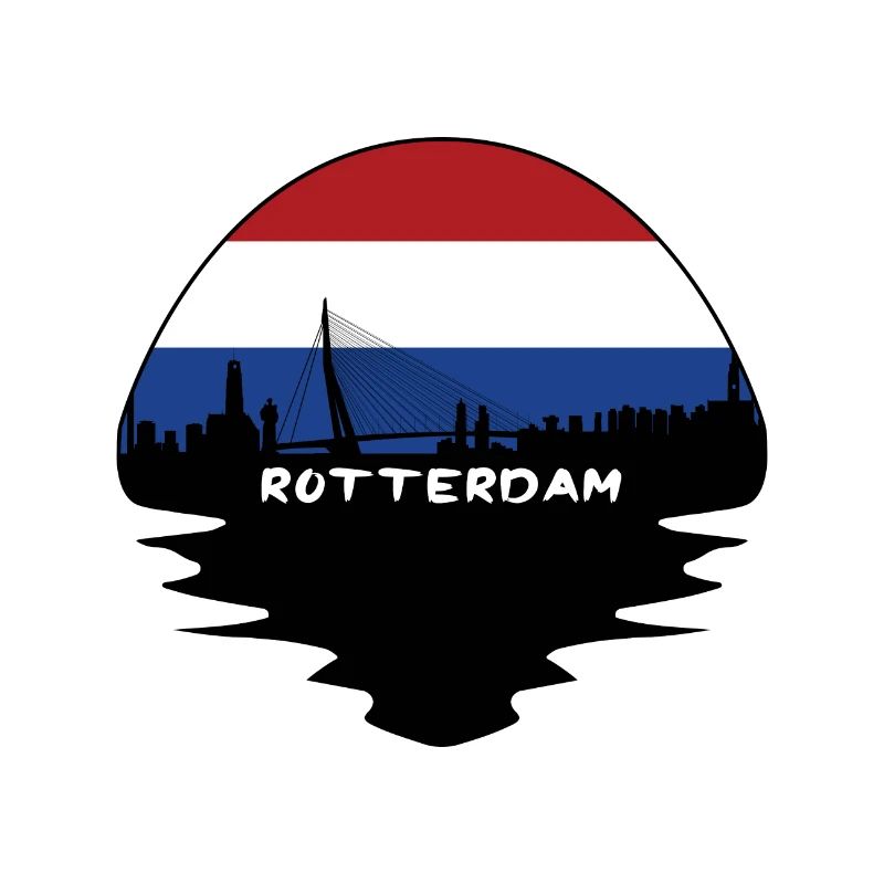 Rotterdam Pays-Bas Drapeau Skyline Silhouette Trav