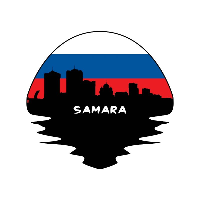 Samara Russie Drapeau Skyline Silhouette Travel