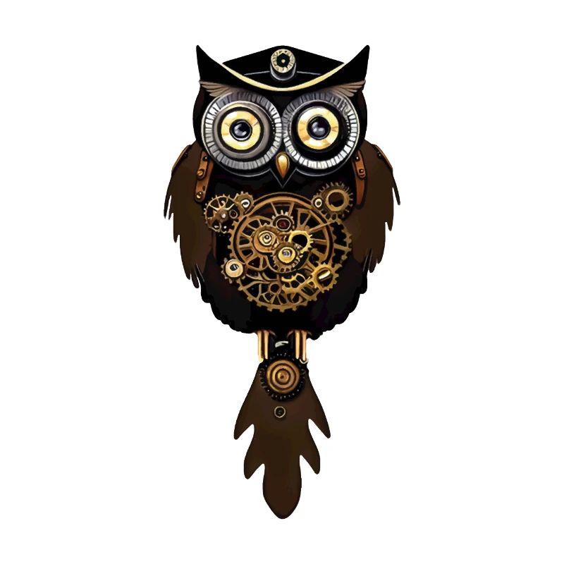 Steampunk Owl with Machine Clock