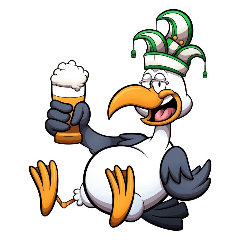 Holländische Karnevalsmöwe mit Bier