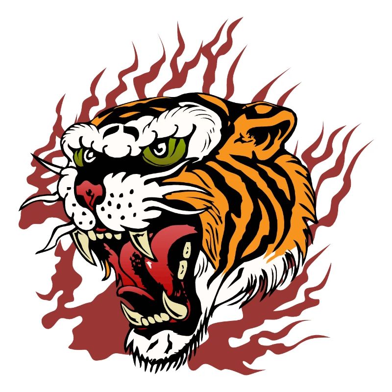 tiger fire flame tattoo tattoo flame roar dessi