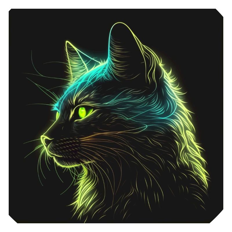 Neon cat at night