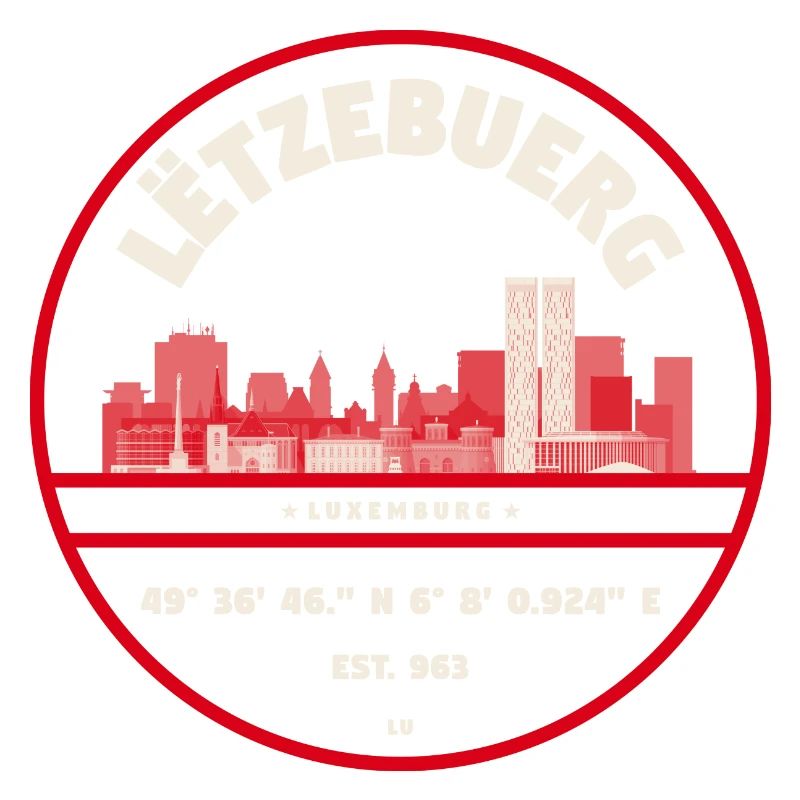 Luxembourg skyline emblem with coordinates