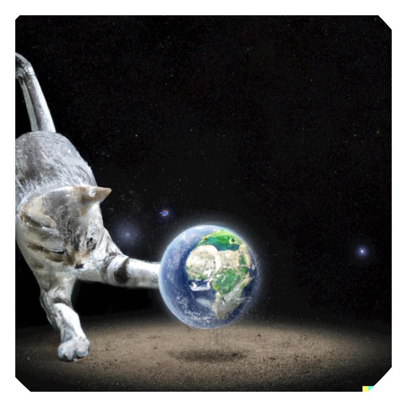 chat jouant avec la terre dans l’espace