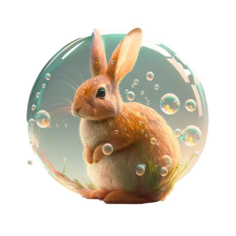 Super cute rabbit that plays with soap bubbles